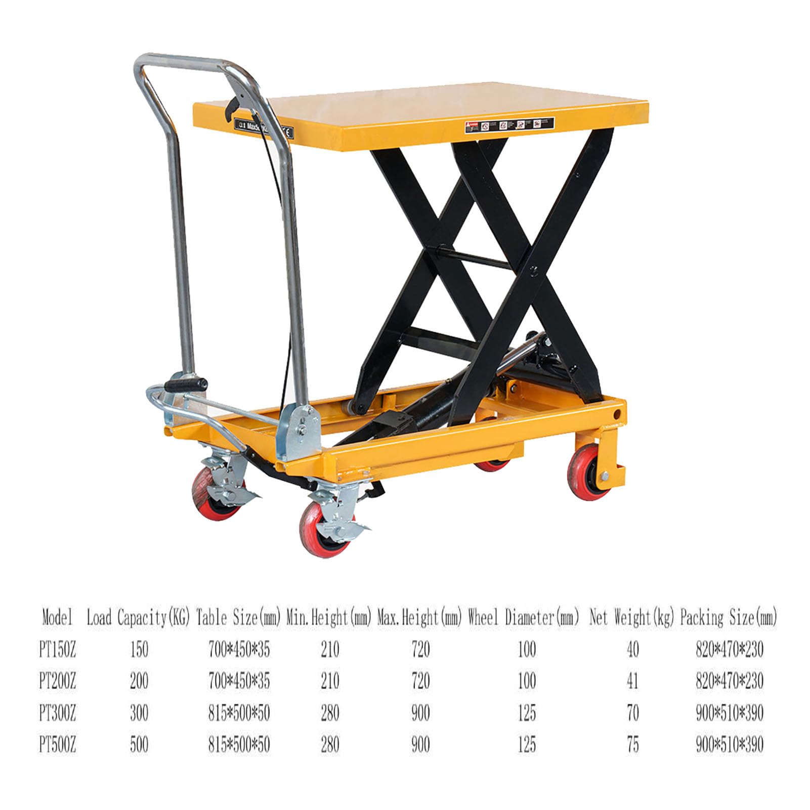 Scherenhubwagen, Hubtischwagen, Hydraulischer Scherenhubtischwagen, Manueller Hydraulischer Hubtischwagen, Portable Car Lift, für den Einsatz in Industrie und Lager,150kg