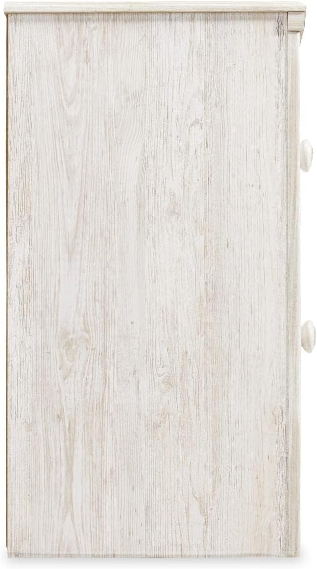 BOWERY HILL 2 Drawer Nightstand, Engineered Wood, Whitewash Finish, 24.21" W x 15.91" D x 29.21" H, Smooth-Gliding Drawers, Carved Detailing, Distressed Design Bedroom Table