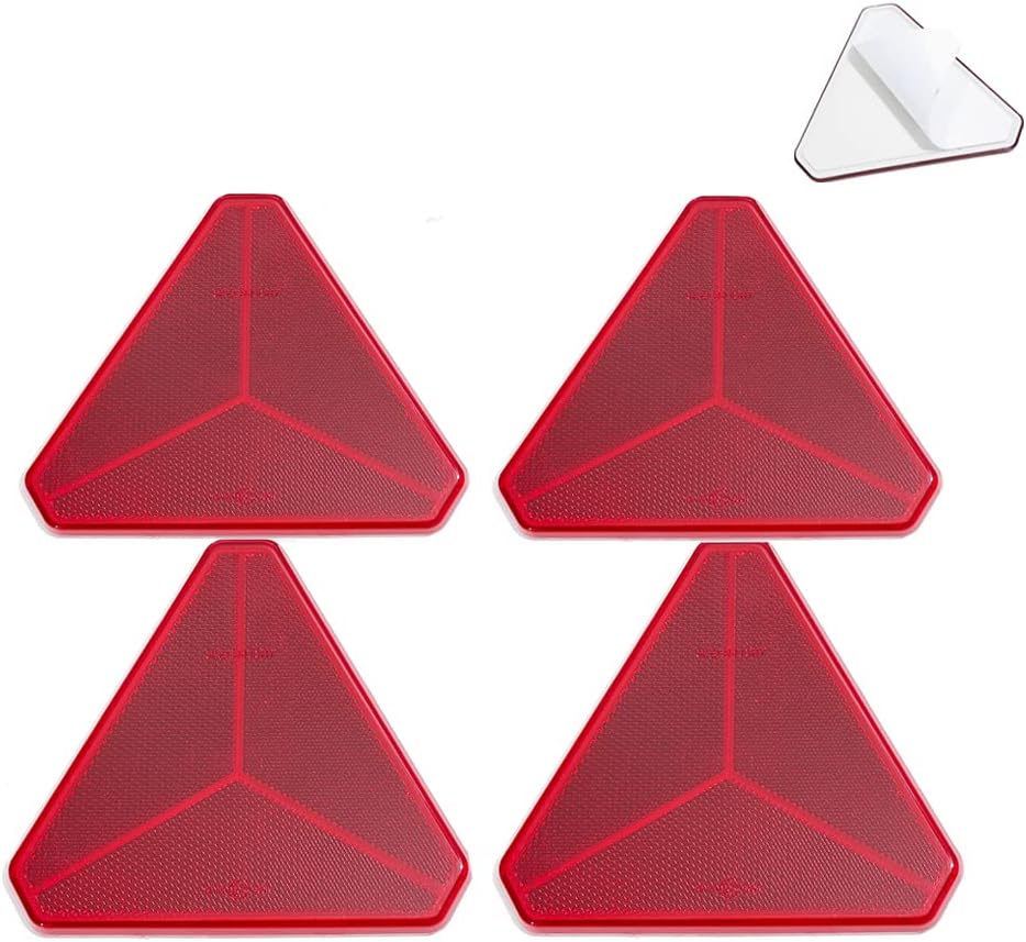 TAEUYYM 4 x Trailer Red Self Adhesive Triangle Reflectors, Reflective