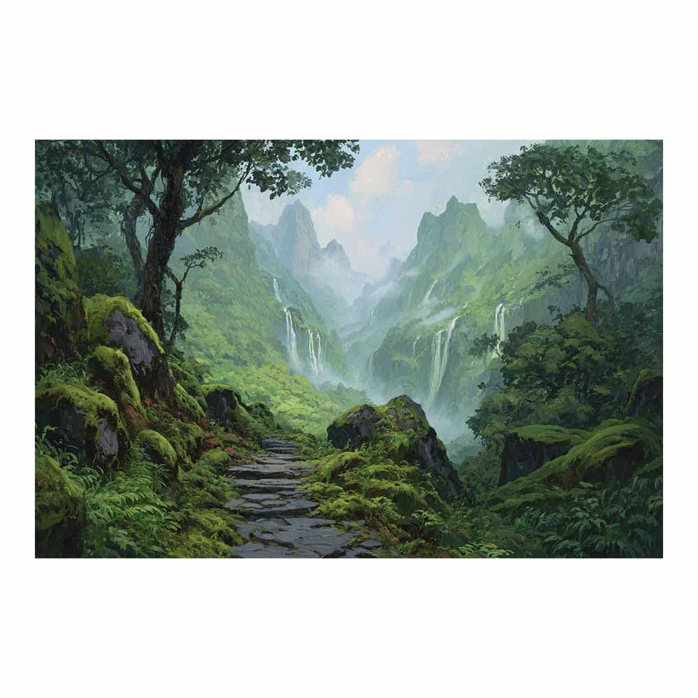 HOQIU Canvas Wall Art Jungle Waterfall Path canvas art, art print, house decor, bedroom wall decor above bed, prints for living room.(Multicolor)-40x60cm Unframed