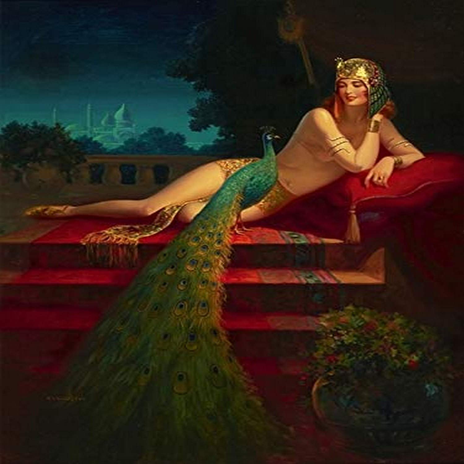 Amazon.com: Pulp art of a woman reclining atop a carpeted