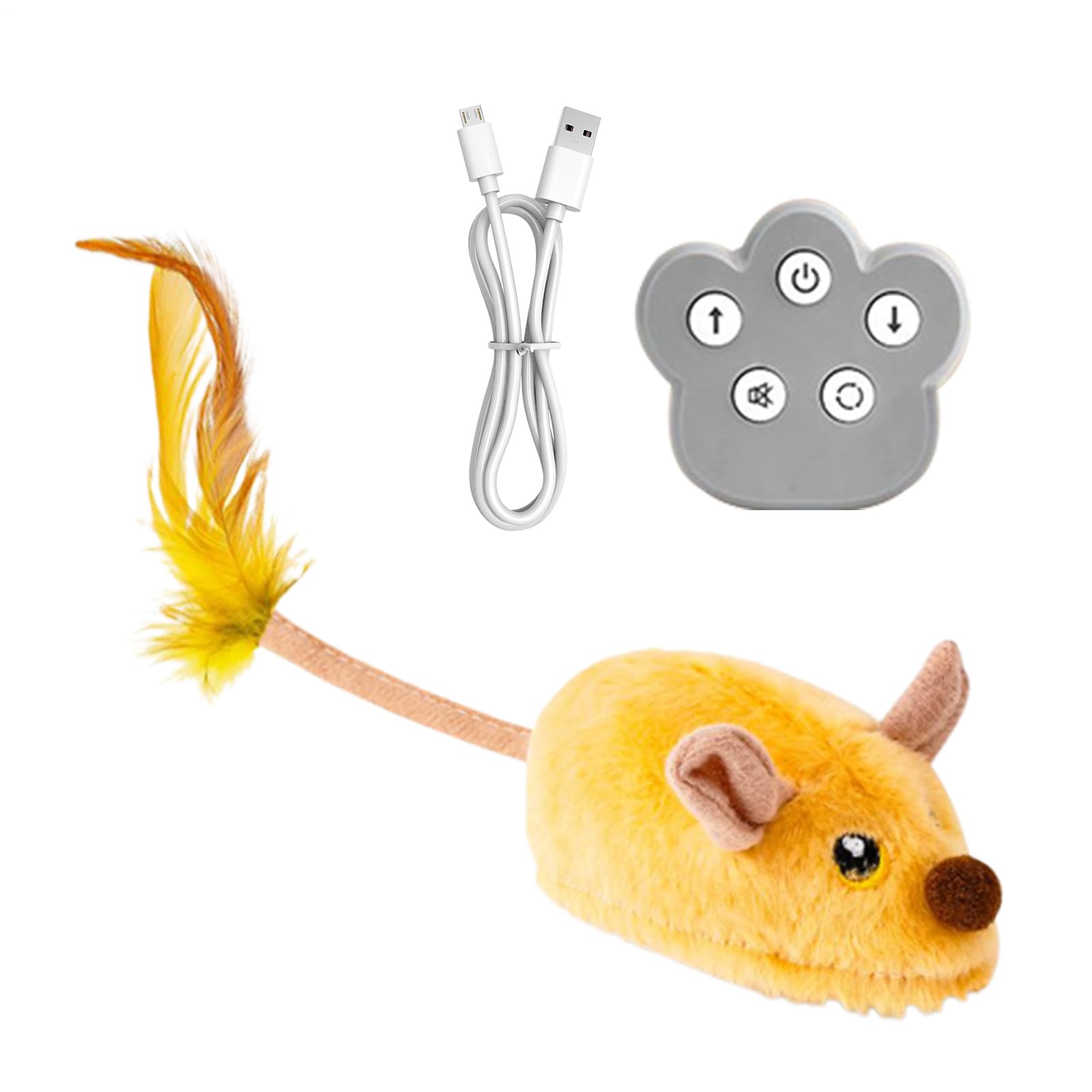 Jouet automatique pour chat en peluche réaliste télécommandée interactive avec sonnerie
