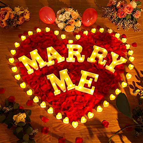 Image of Coume 6000 Pcs Artificial Rose Petals and Candles Set, Warm White Light