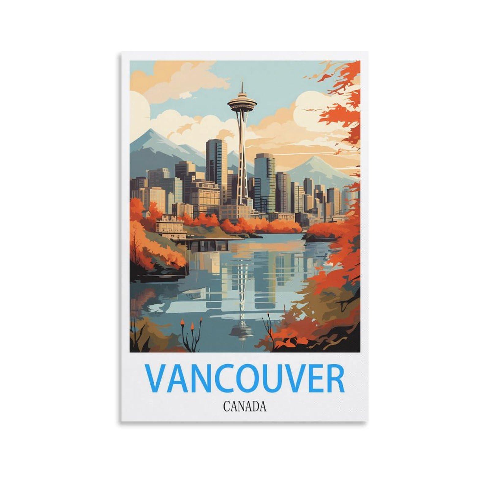 Hwjjuii Unframe-Style Vancouver Canada Vintage Travel Posters 08X12inch(20X30cm) Canvas Wall Posters And Art Picture Print Modern Family Bedroom Decor Posters