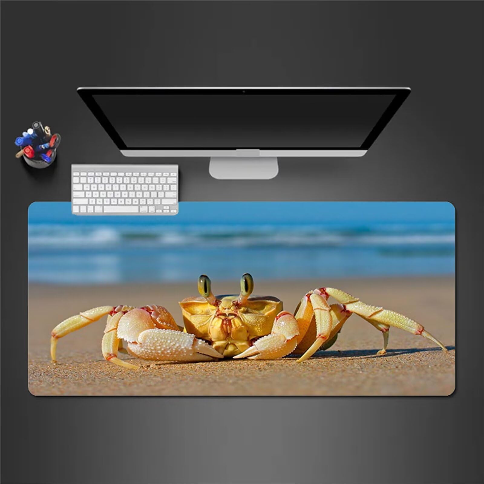 Tapis de Souris de Jeu Animaux Plage Tapis de Souris XXL 800x400x3mm Grand éTendu Tapis de Bureau avec Base en Caoutchouc Antidérapant et Bords Cousus pour Clavier et Souris