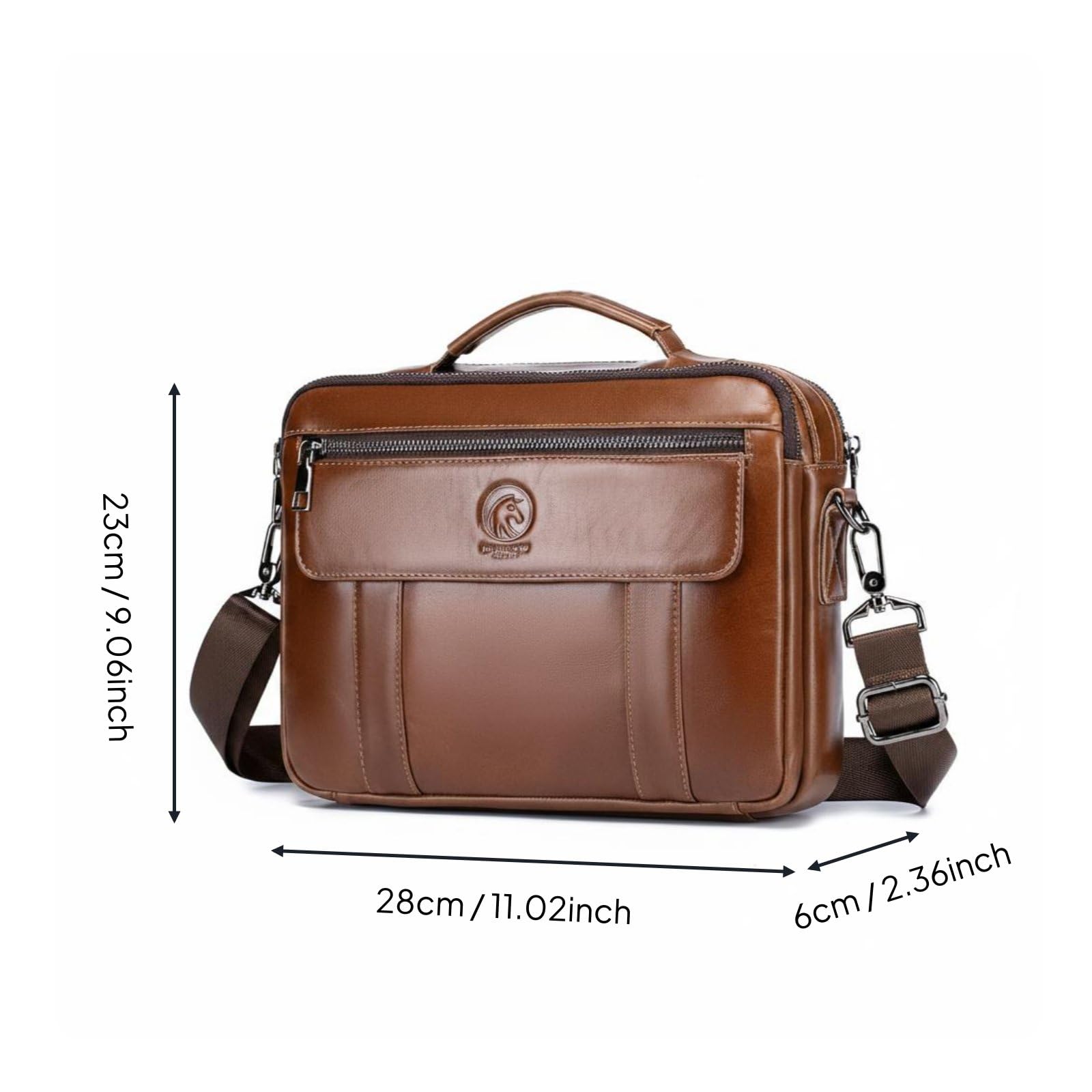 Borsa Porta PC Laptop Cartella Lavoro Valigetta Ufficio in Pelle Scomparti Multipli Tracolla Regolabile E Manico Robusto Adatta a Professionisti Pendolarismo Viaggi d'Affari Uso Quotidiano