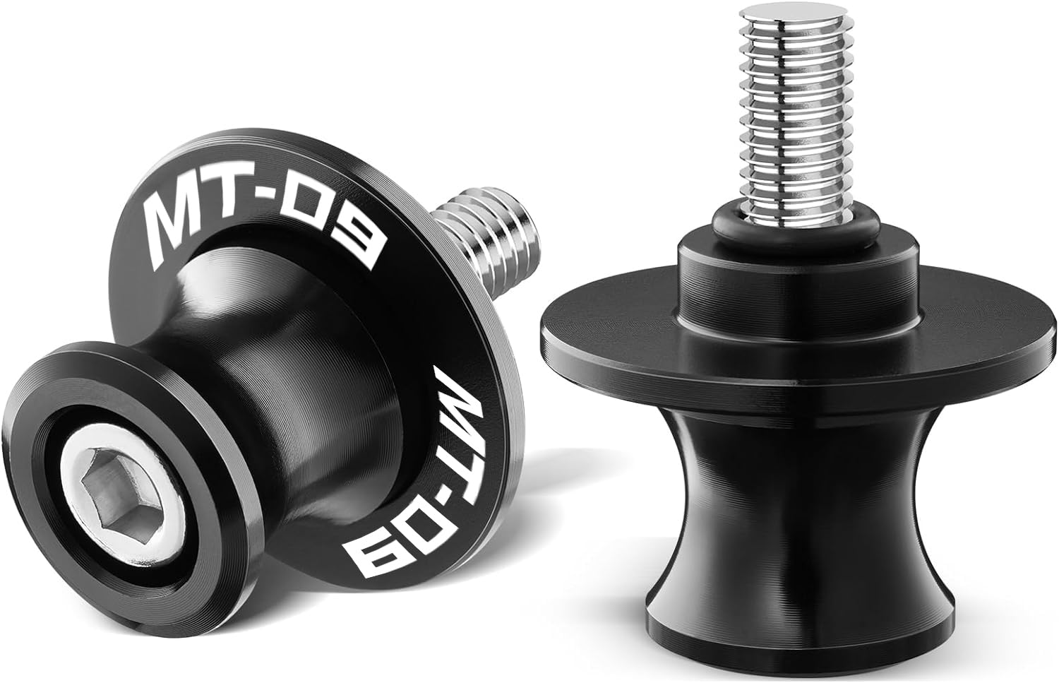 Brazos oscilantes M6 para MT09 MT-09 Tracer 2014-2023 MT 09 SP 2025 2024 MT09 FZ09 Basculante de Deslizadores Tornillos del Soporte Diábolos Accesorios,carretes M6,Adaptador de oscilantes（Negro）