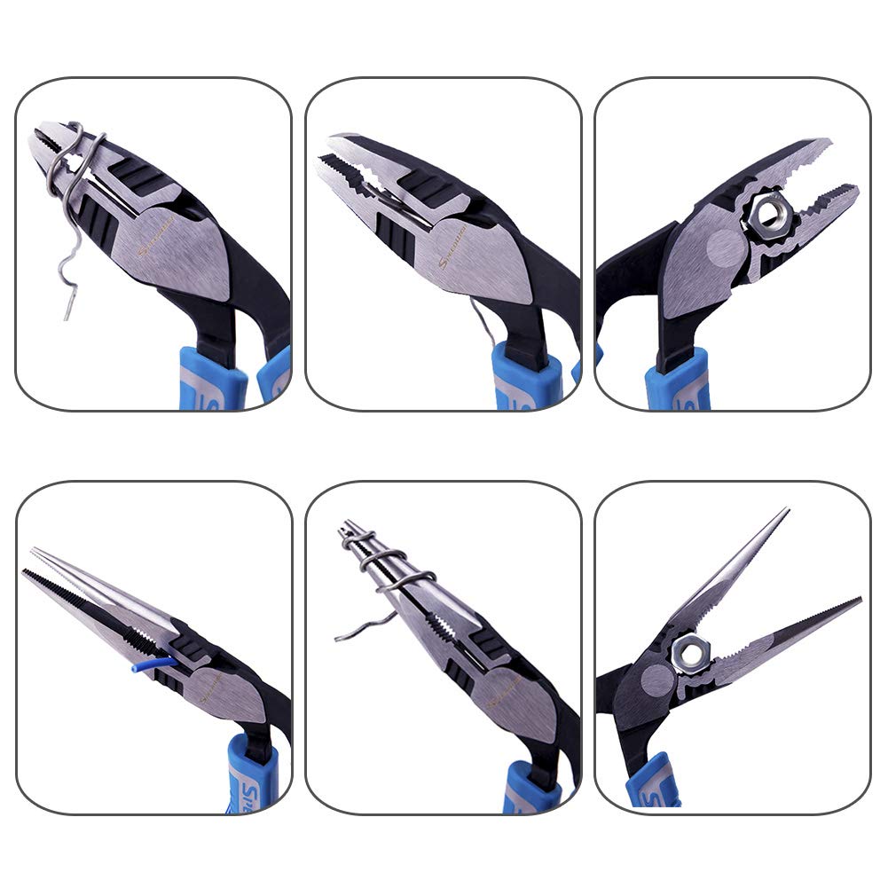 SPEEDWOX 3Pcs Compound Action Pliers Compound Pliers 6.5" Compound Action Diagonal Cutters Wire Cutters 7" Compound Action Lineman Pliers 8" Compound Action Long Nose Pliers With Safety Lock - View #7