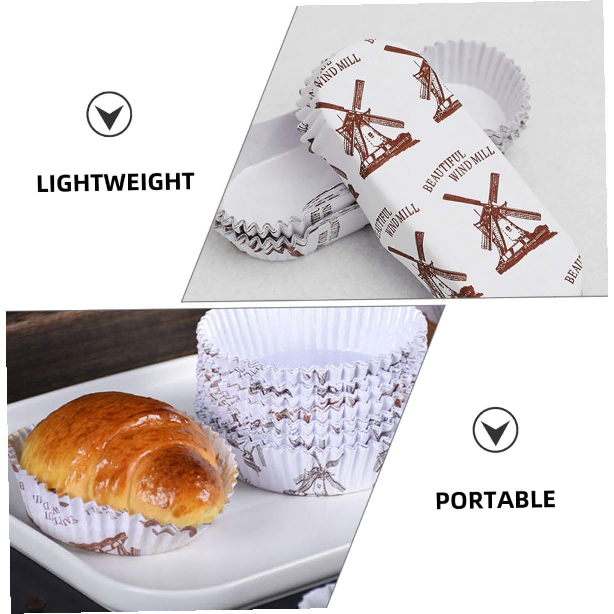 Papier Cupcake Förmchen 200 Stück, Weiß, Hitzebeständig und Formstabil