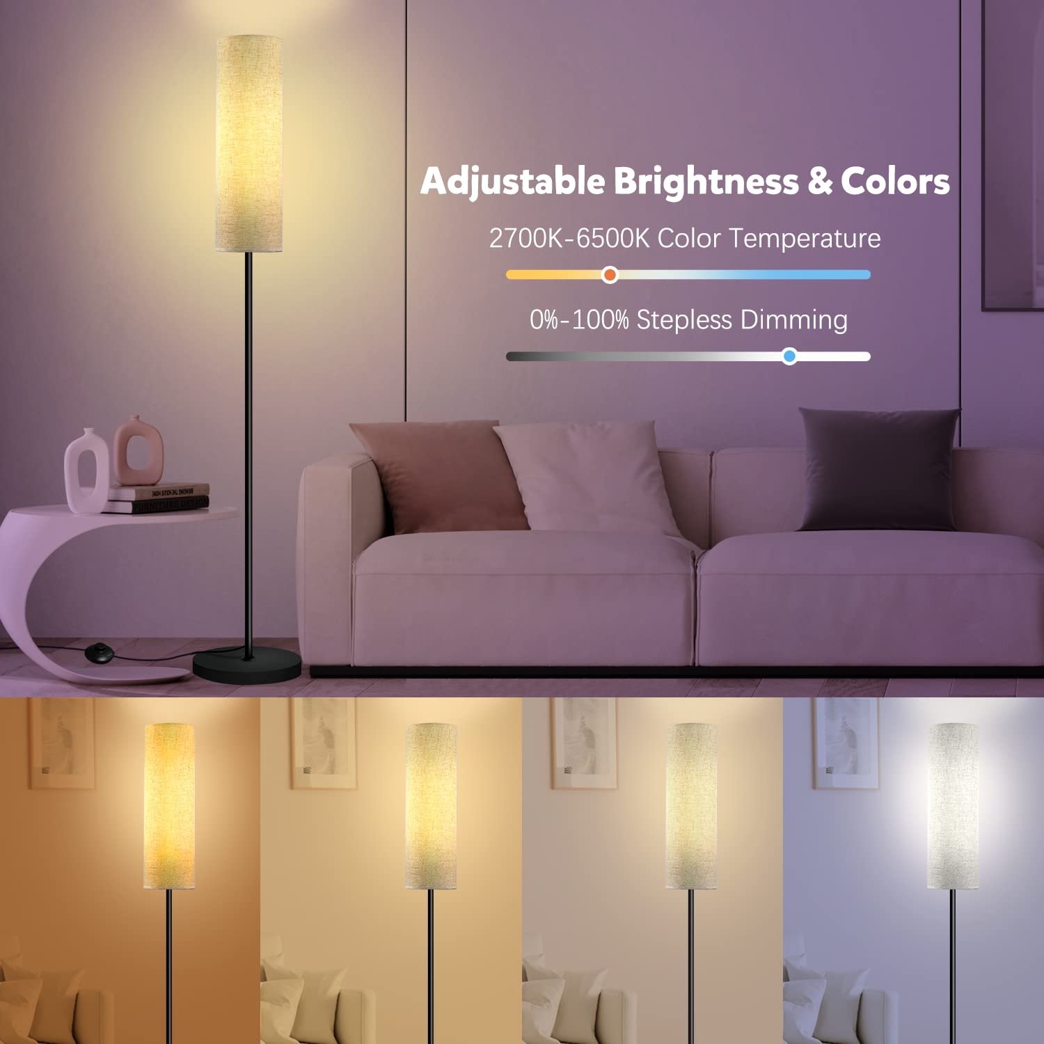 Smart Piantana Lampada da Terra, WiFi RGB Lampade da Terra Dimmerabile