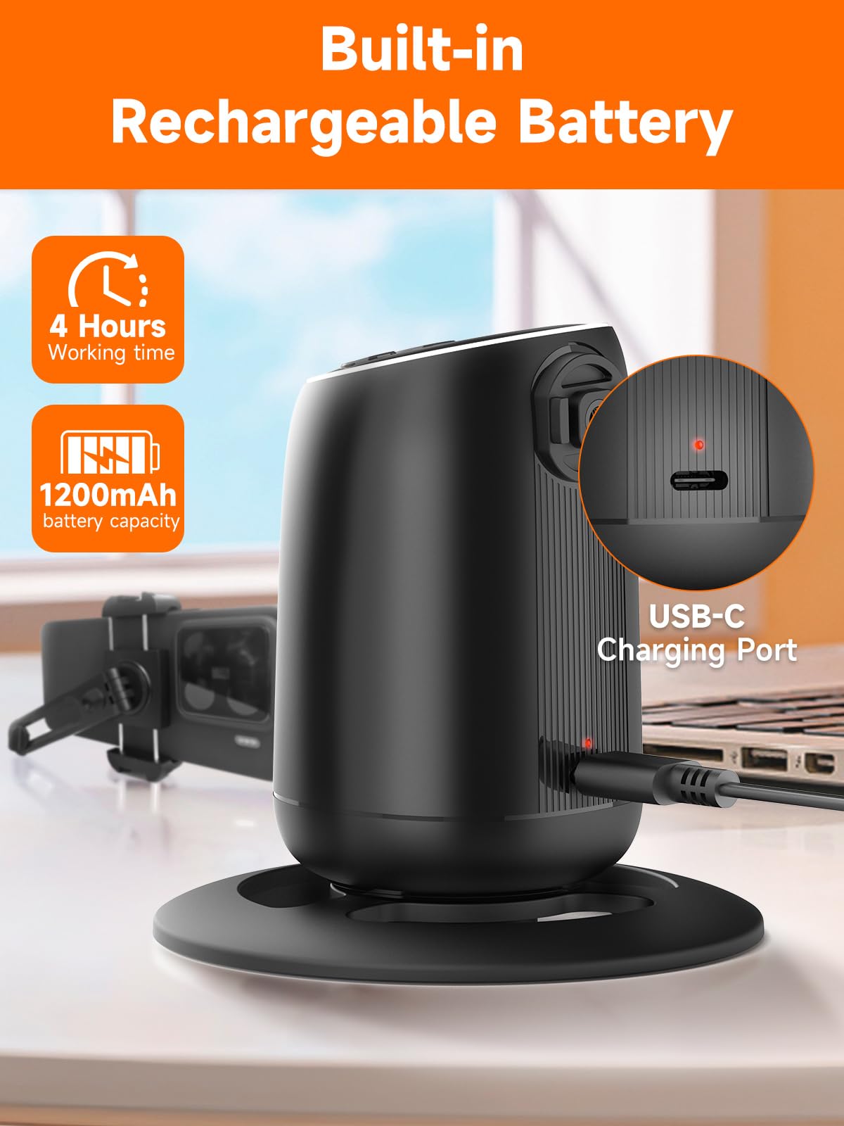 Rollei Easy Creator Desktop z AI Tracking, automatyczne śledzenie twarzy, statyw 360, stabilizator wideo z wbudowaną baterią do Tiktok Live Streaming, statyw do telefonu komórkowego, trójnóg