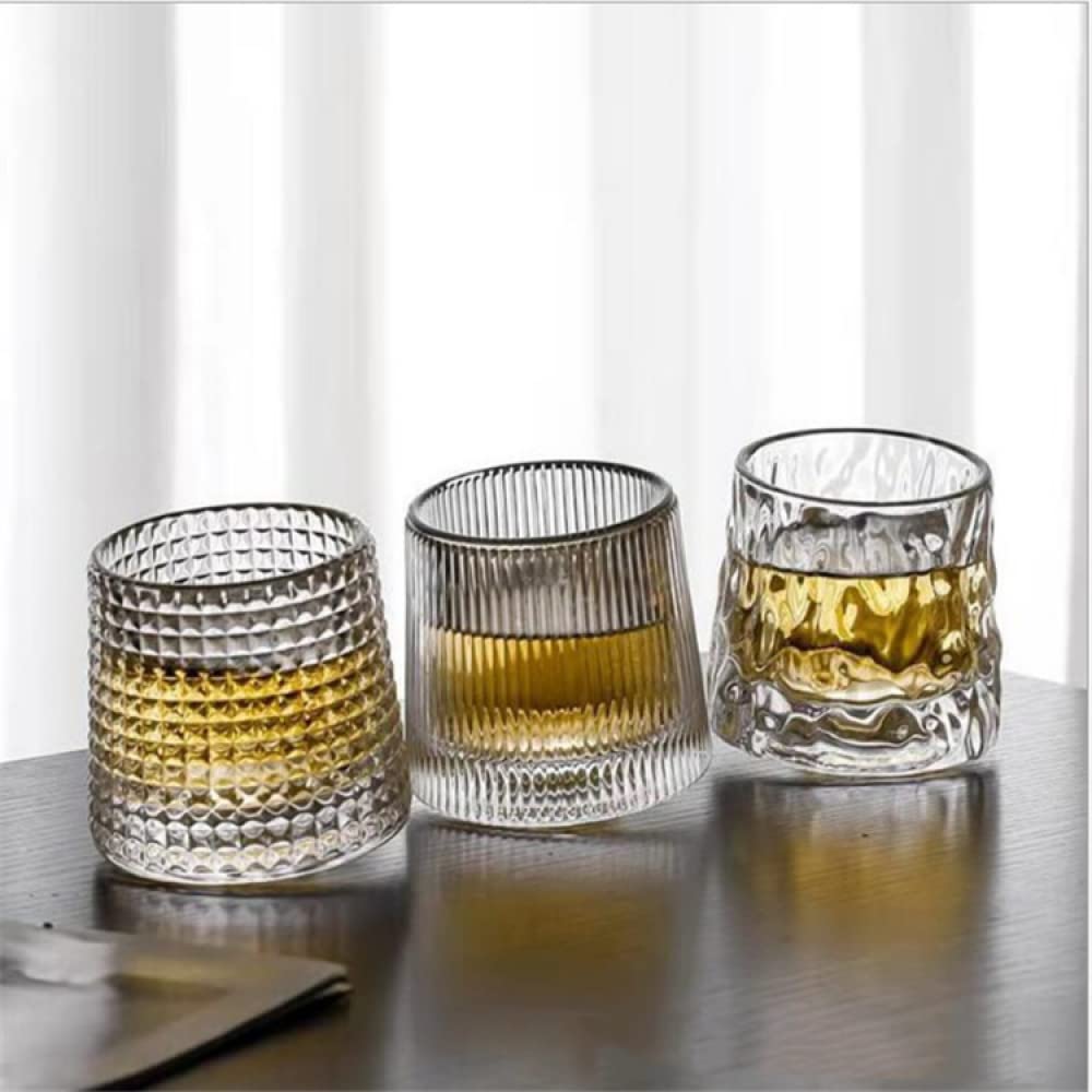 Verres à whisky en cristal 5 OZ lot de 3, verres à l'ancienne rotatifs, verre de bar Tumbler Rocks pour boire du bourbon, du scotch, des cocktails, du cognac
