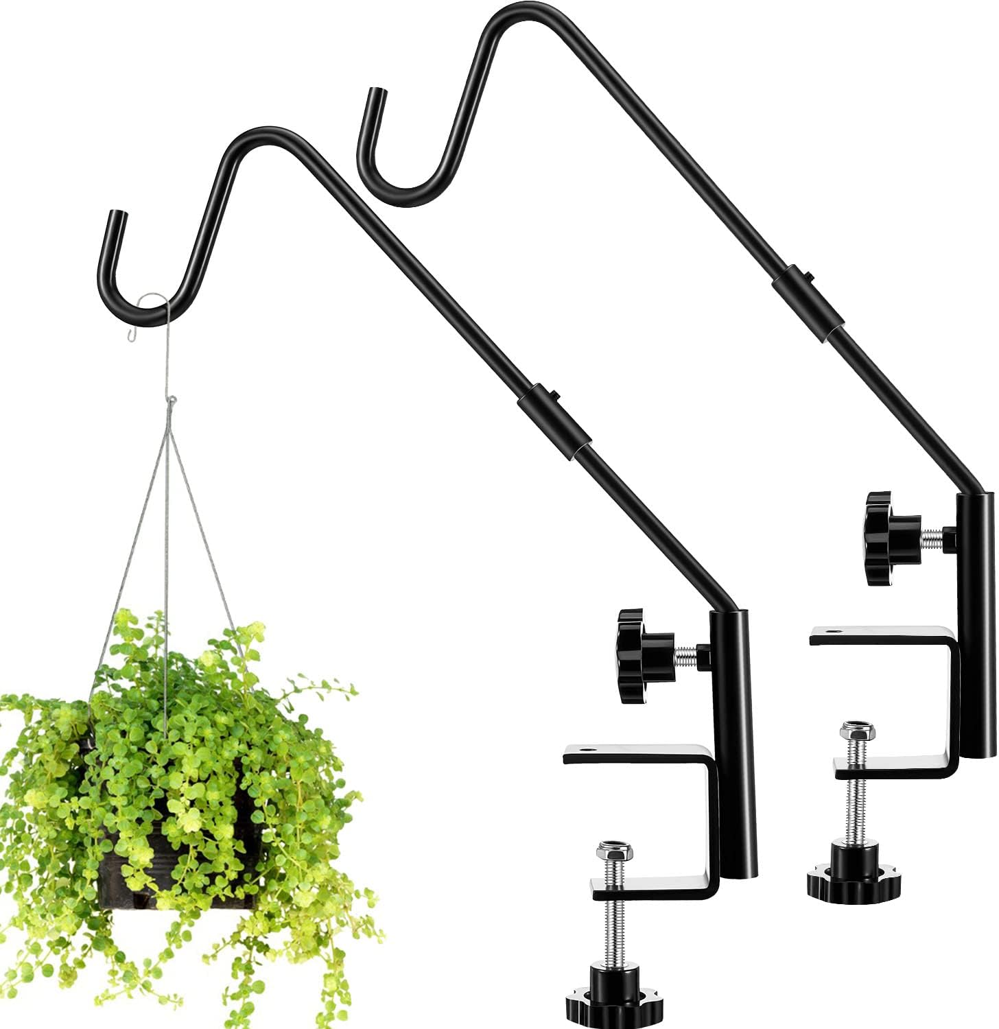 2 Pcs Deck Hook Extended Bird Feeder Hook 18 Inch Clamp on