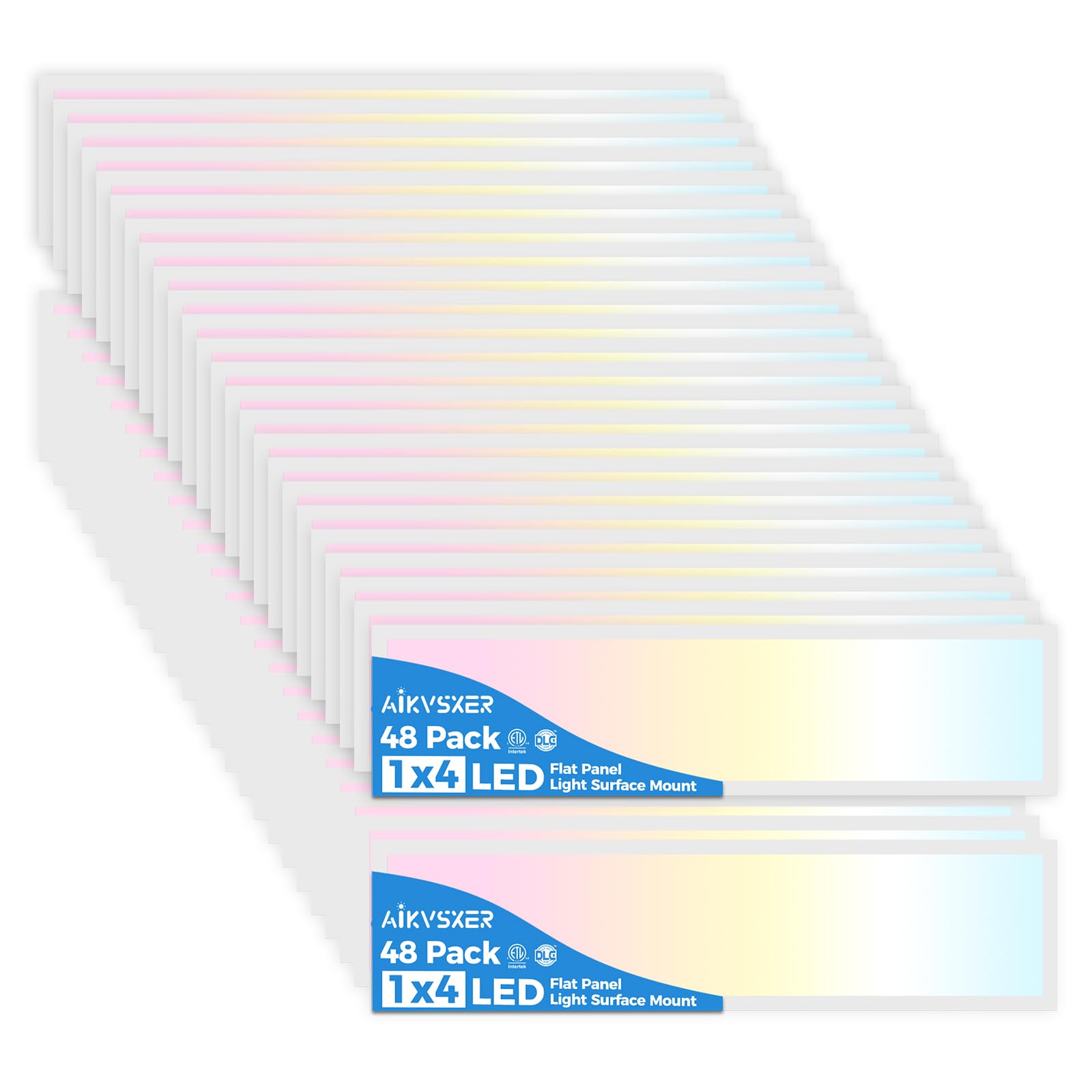 AIKVSXER 48 Pack 1x4 LED Flat Panel Light Surface Mount White, 5500LM 50W