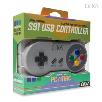 CirKa S91 Premium Super Famicom USB Controller Classic SNES Design, Plug & Play for PC/Mac, 6-Foot Cable, Retro Gaming Accessory
