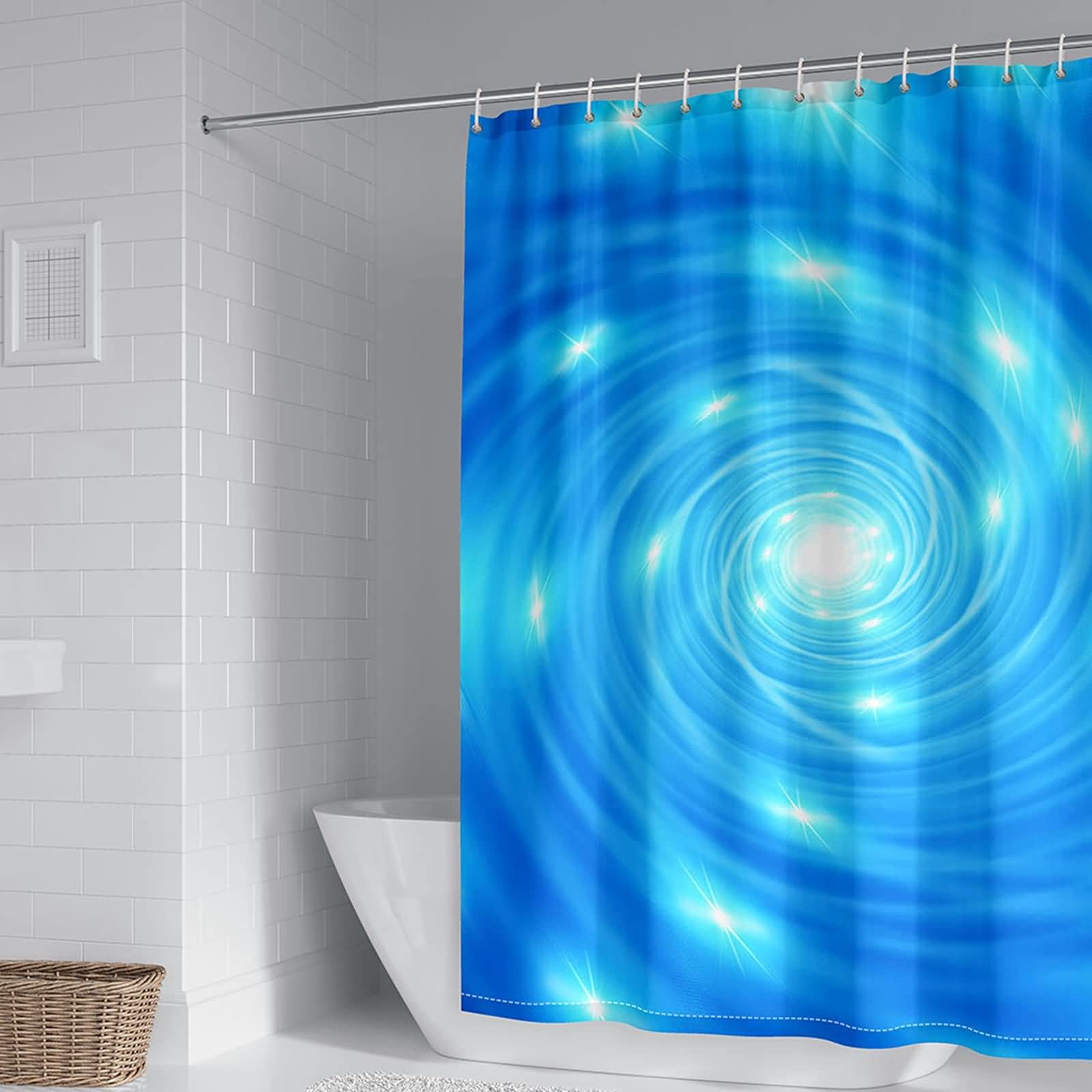 Rideau de douche polyester 180x200 anti moisissure bleu pour douche et bain