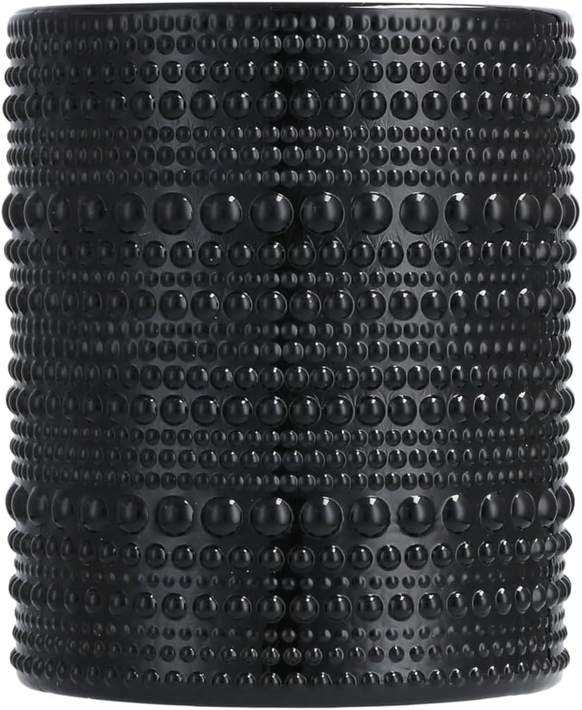 Fortessa Jupiter Beaded Hobnail Glass, 10 Ounce Double Old Fashioned (Set of 6), Obsidian Black