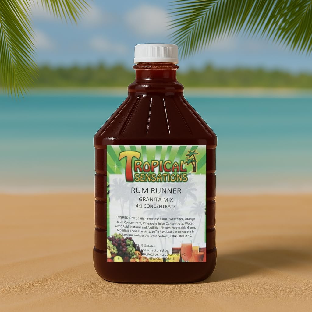 Tropical Sensations Rum Runner Granita Slushie Mix – 6 Bottles, 64 oz Each – Non-Alcoholic Frozen Drink Mix for Slush Machines – Bulk Case