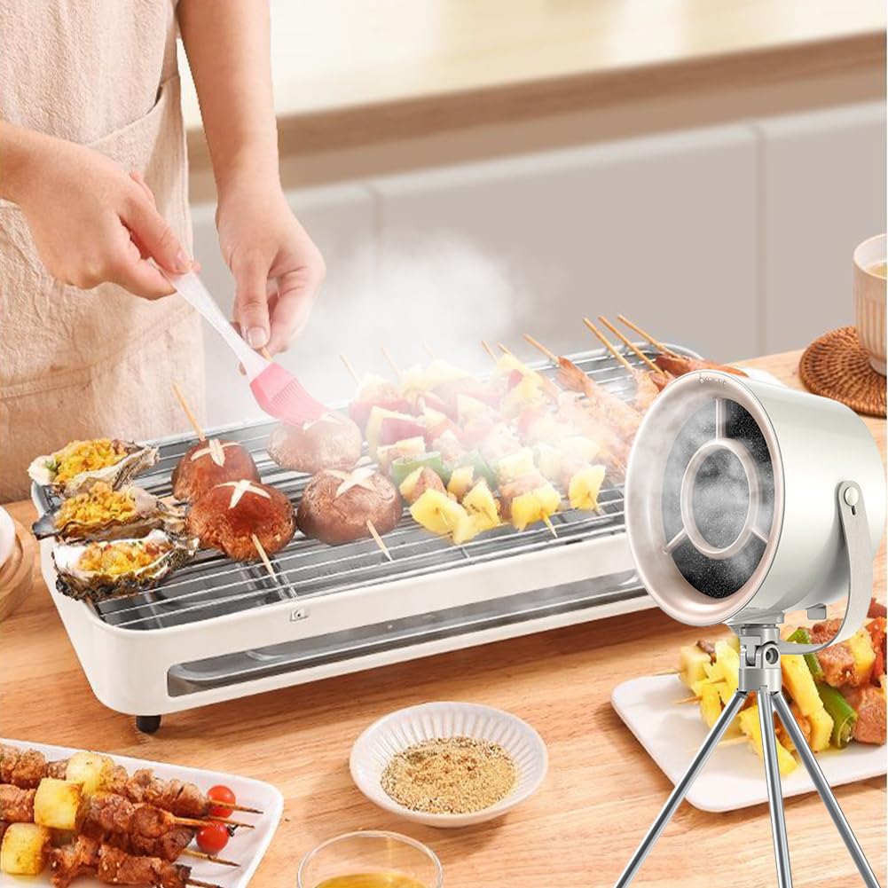 Tragbare Dunstabzugshaube Tisch, Tragbare Abzugshaube Desktop, 3 Windstufen, Abnehmbarer & Waschbarer Ventilator, für Indoor-Grillpartys, Hot Pot, Wohnmobil Camping Küche
