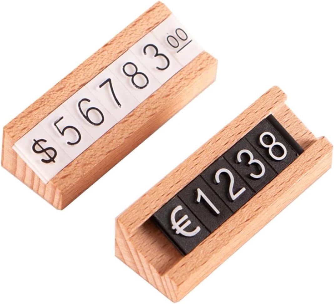 10pcs Mini Price Tag Advertising Sign Holder Stand Jewelry Watch Wood Adjustable Cube Tags For Pricing(Color2-gold)