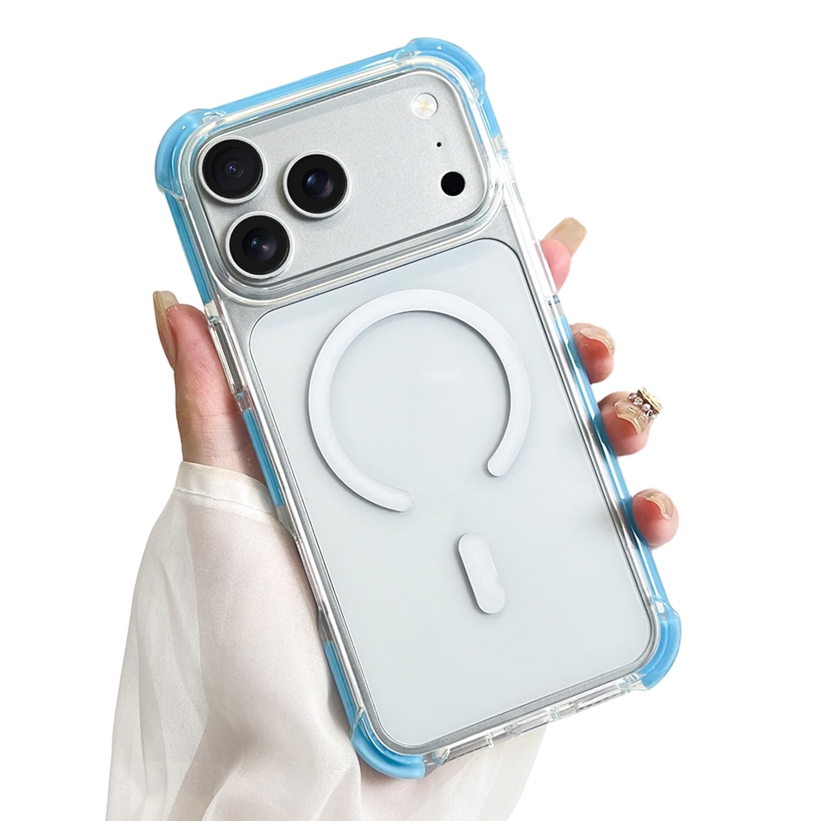 SAKUULO Custodia magnetica trasparente per iPhone 121 Pro Max 6,9", blu