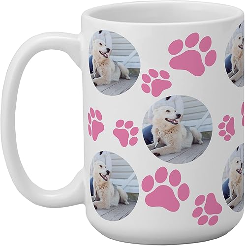 Miniatura 5 de Let's Make Memories Taza de fotos personalizada  Estampado de patas de mascotas  Para padres de perros y gatos  Honor Furry Friends  Taza de café