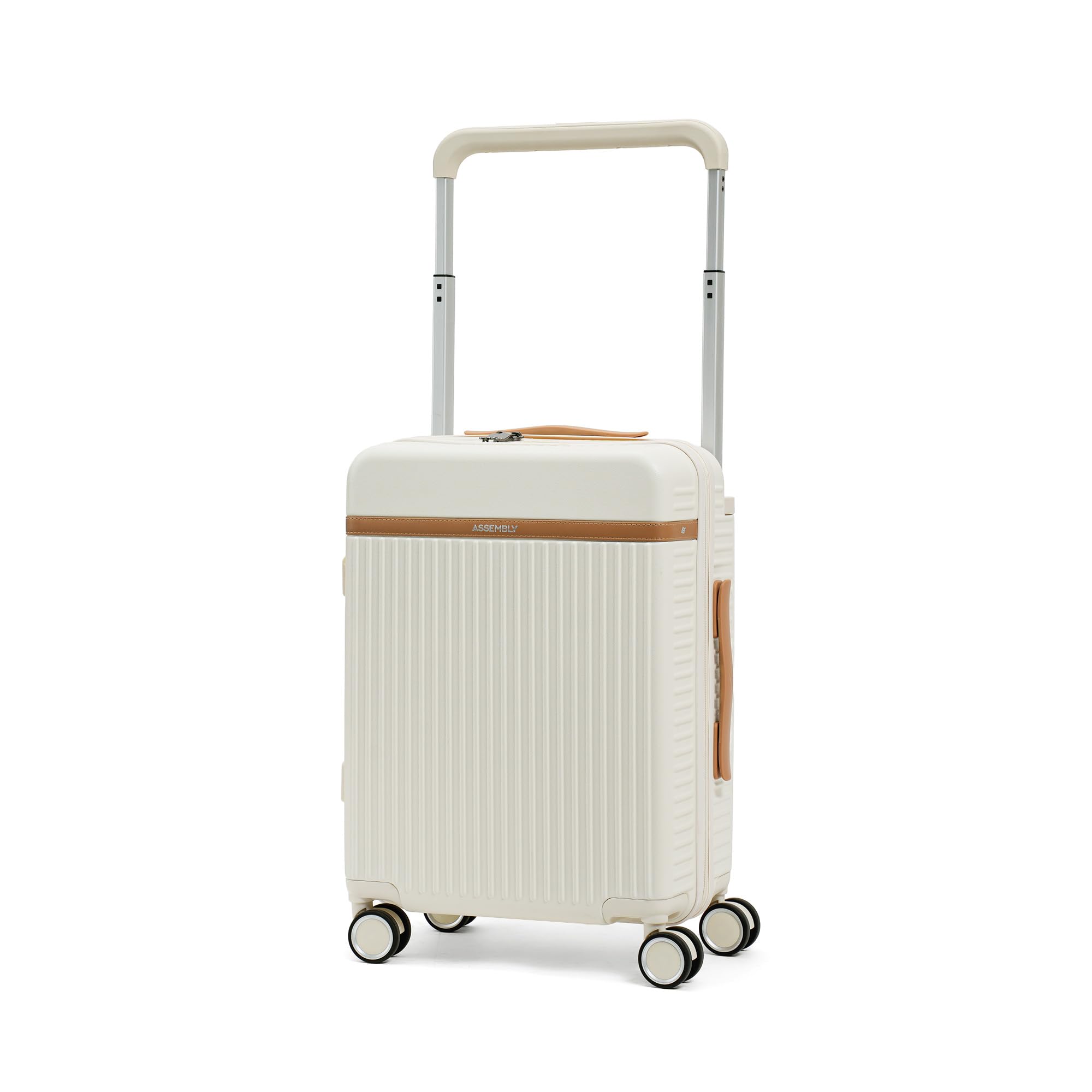 Assembly Rover 20 Inch Cabin Trolley Bag Hard Shell Polycarbonate Suitcase Wide Trolley Design with TSA Lock 8 Spinner Wheels Carry On Luggage White