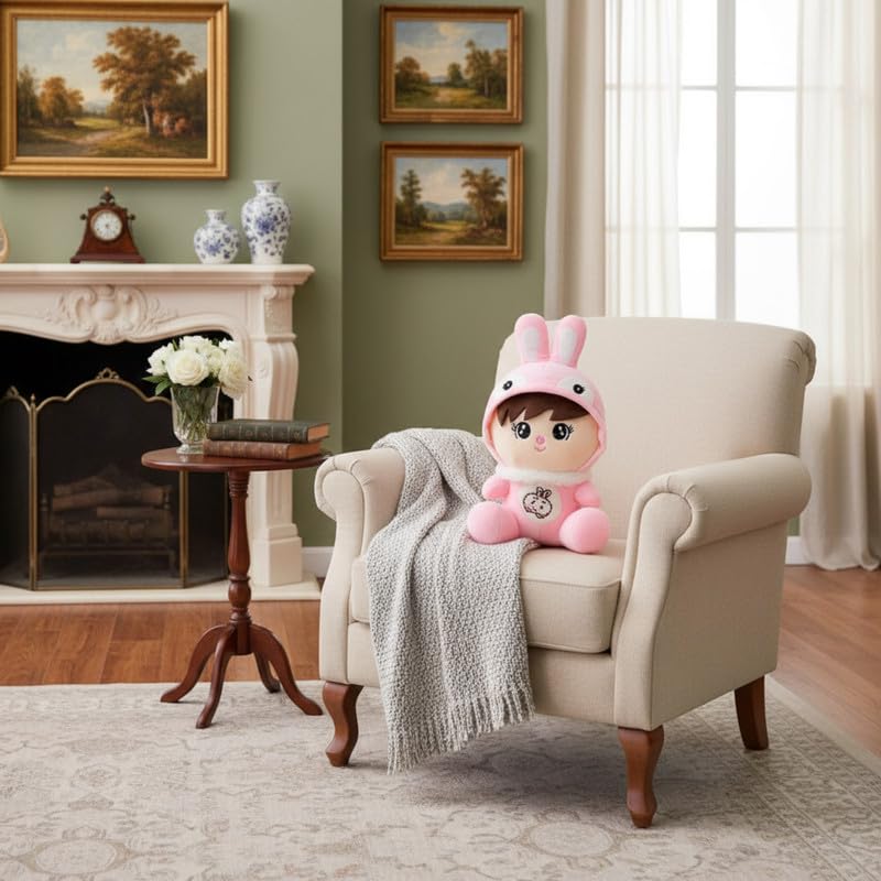 Image of HUG 'n' FEEL SOFT TOYS 25 cm Rabbit Doll Plush Toy - Cute Soft Stuffed Animal Bunny for Kids, Girls & Boys Room Decor (Pink /White)