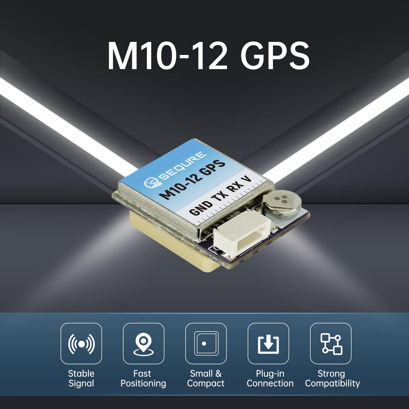 SEQURE M10-12 Mini FPV Modulo GPS con chip di decima generazione aggiornato Antenna in ceramica Posizionamento satellitare veloce per FPV Racing Droni frequenza 10Hz