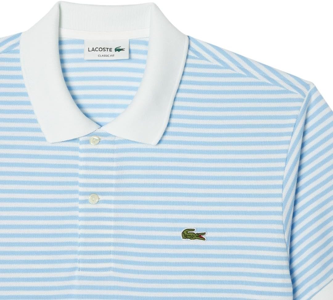 Lacoste Mens Classic Fit L.12.12 Striped Petit Piqué Polo Shirt - Image 6