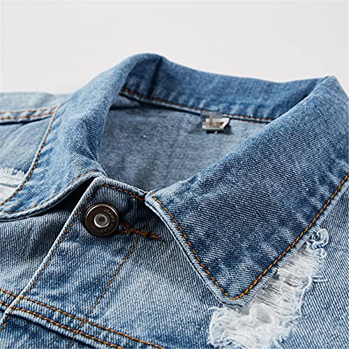 Generic Couple Denim Suit Spring Autumn Fashion Casual Ripped Hole Long Sleeve Denim Jacket + Jeans 2 Piece Set …4