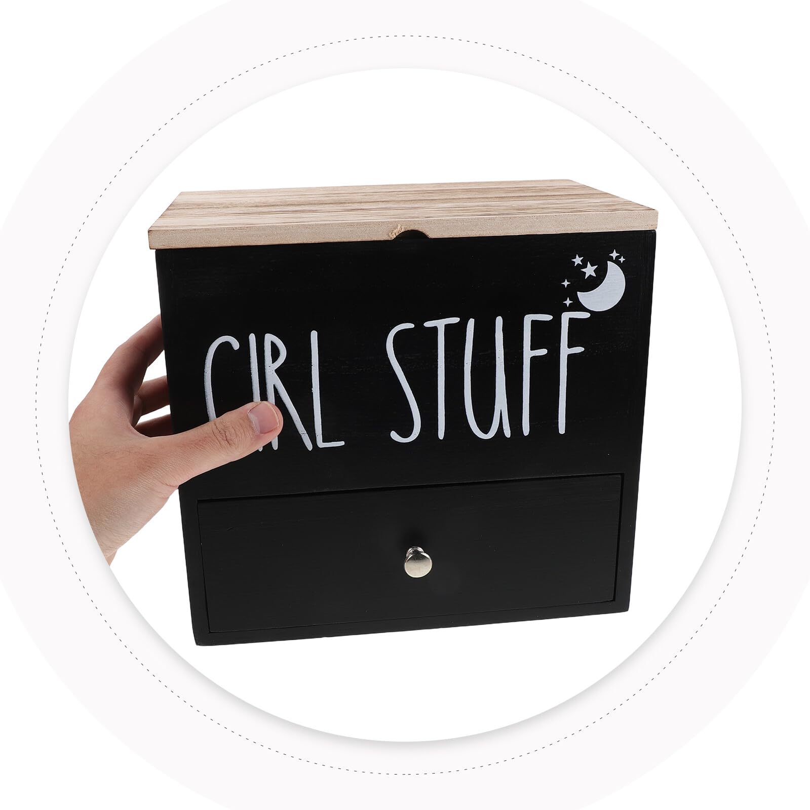 VICASKY Porta Assorbenti con Coperchio Contenitore in Legno per Assorbenti Igienici Accessorio da Bagno Rustico Organizer Sanitario per Scatola Portaoggetti per Prodotti Femminili