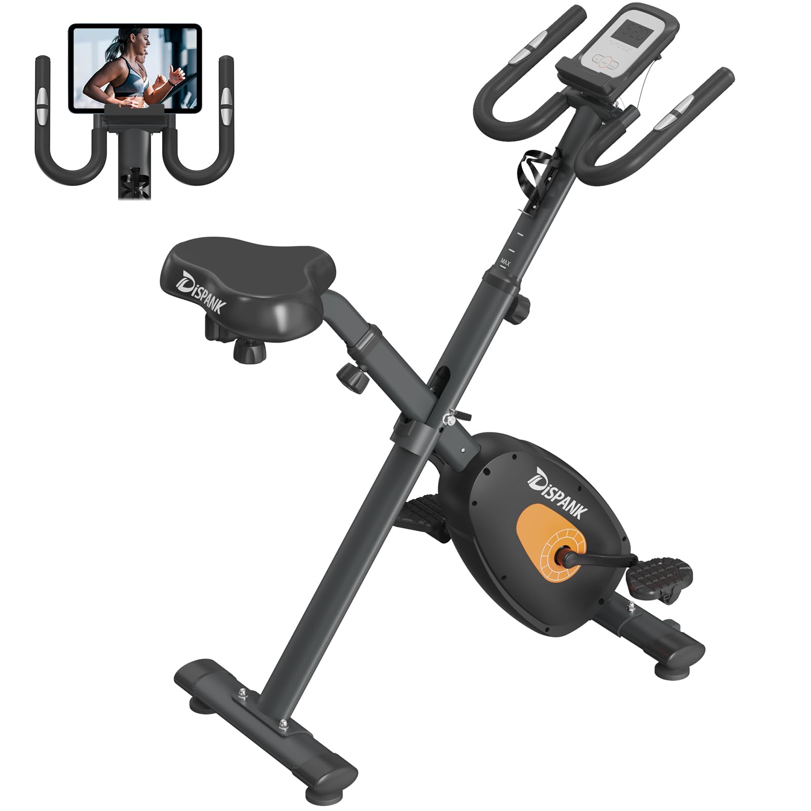 Folding Exercise Bike DISPANK X-Bike Indoor Portable Exercise Bikes, Sturdy Foldable Stationary Bike, Multiple Resistance Level for Men, Women and Seniors