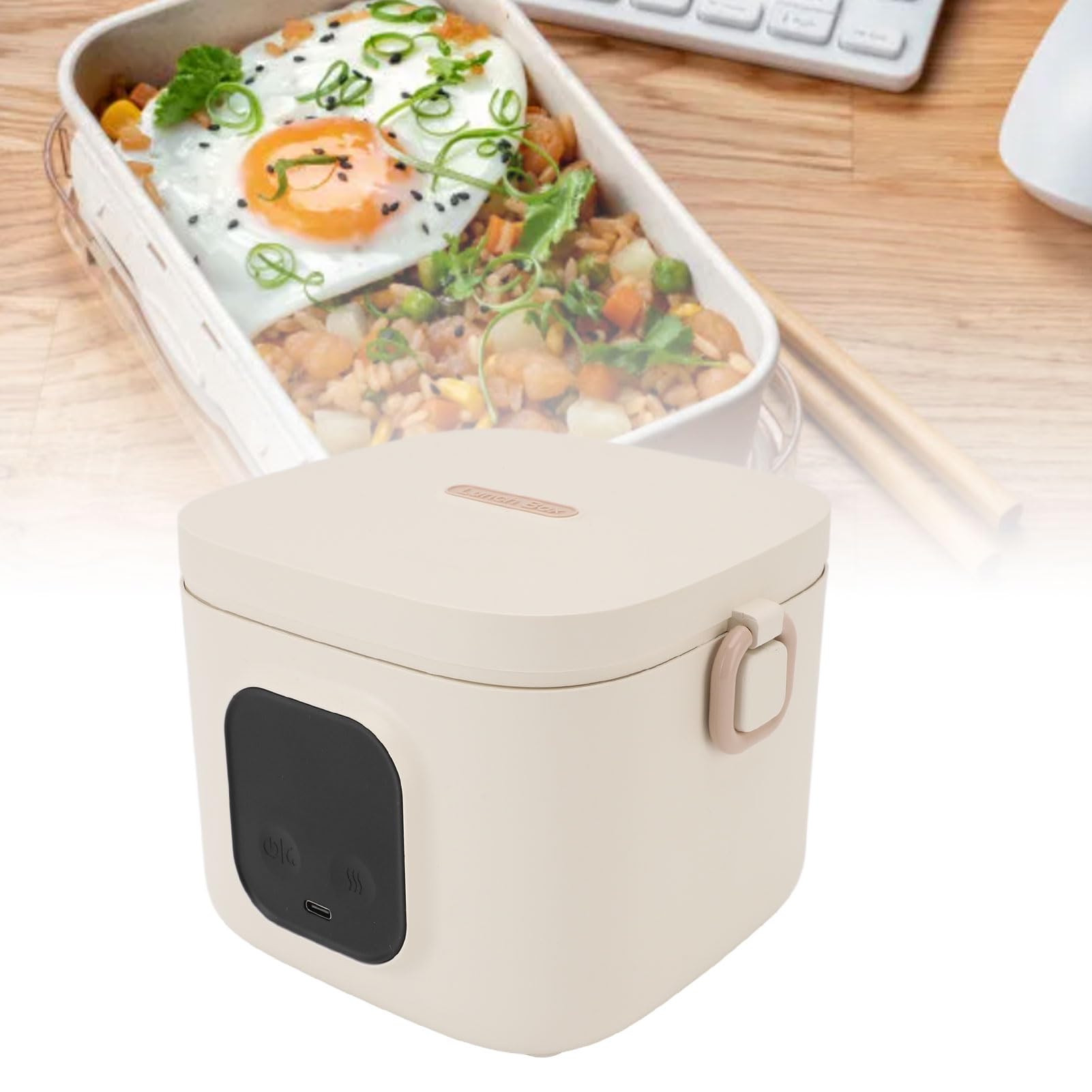 Lunch Box Elettrico, Acciaio Inossidabile 304 da 800 Ml con Batteria Integrata da 14000 MAh Lunchbox Riscaldato, Scaldavivande Portatile Calore Costante Regolabile per Viaggi Casa Ufficio
