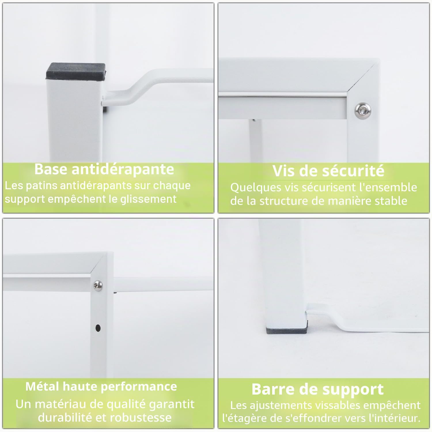 Étagère Cuisine Extensible 35-66 cm - Rangement Épices Cuisine Réglable et Empilable pour Comptoir,Réglable pour Placard,Étagère d'armoire extensible - Solution de Stockage Culinaire(1 paquet blanc L)