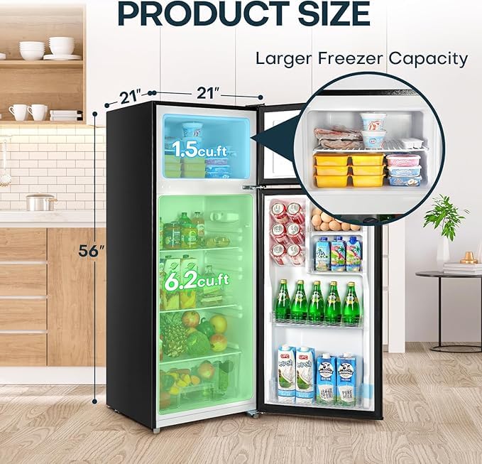 Hbj Full Sized Electrical Appliances, 7.7 Cu.Ft. Refrigerator With Freezer, Double Door Fridge, Adjustable Thermostat, Large Capacity With Decorate Cover on Fridge.com - View 6