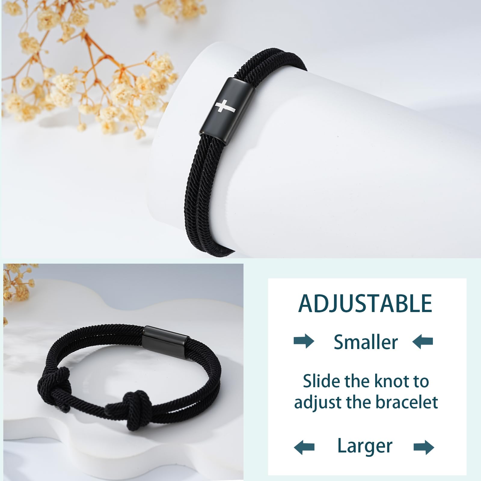 Lydow Confirmation First Communion Baptism Gifts for Boys, Cross Bracelet for Son GrandSon Nephew Brother Christian Religious Jewelry Gifts - 5