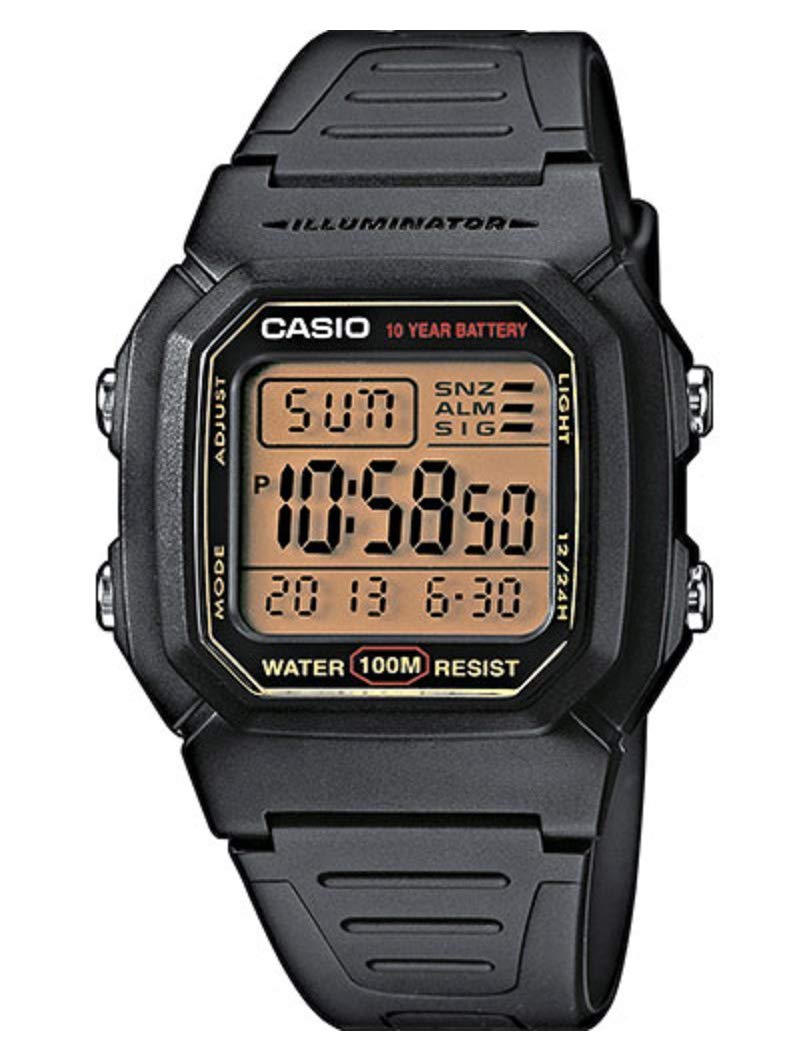 CasioCollection W-800HG-9AVES, Reloj Cuadrado con Luz LED para Hombre, Negro