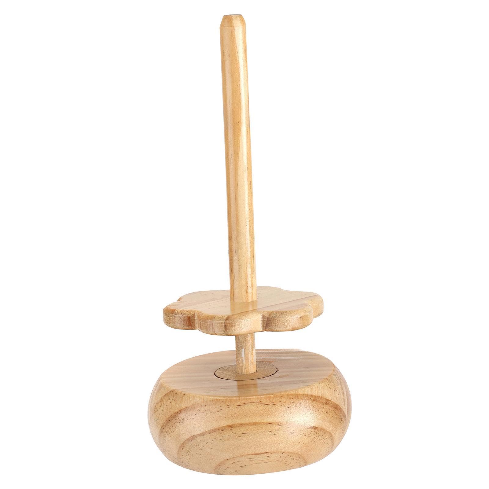 Garnhalter Spindelspender Garnspinner für Häkeln und Stricken Aufbewahrungsbox mit Deckel- Holzfarbe