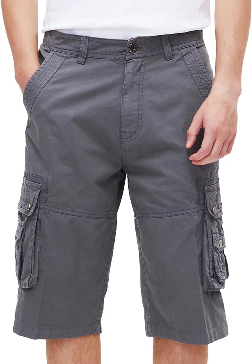 BEST SOUTH Men's Capri Long Twill Cargo Shorts Below Knee 13 Inches Cotton Relaxed Fit Casual Multi-Pocket - Image 6