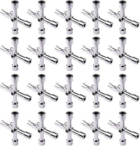 ATOPLEE Llave eléctrica de gabinete de 20 piezas, llave de utilidades de 4 vías, llave cruzada de triángulocuadradopanel para grifo, medidor de gas,