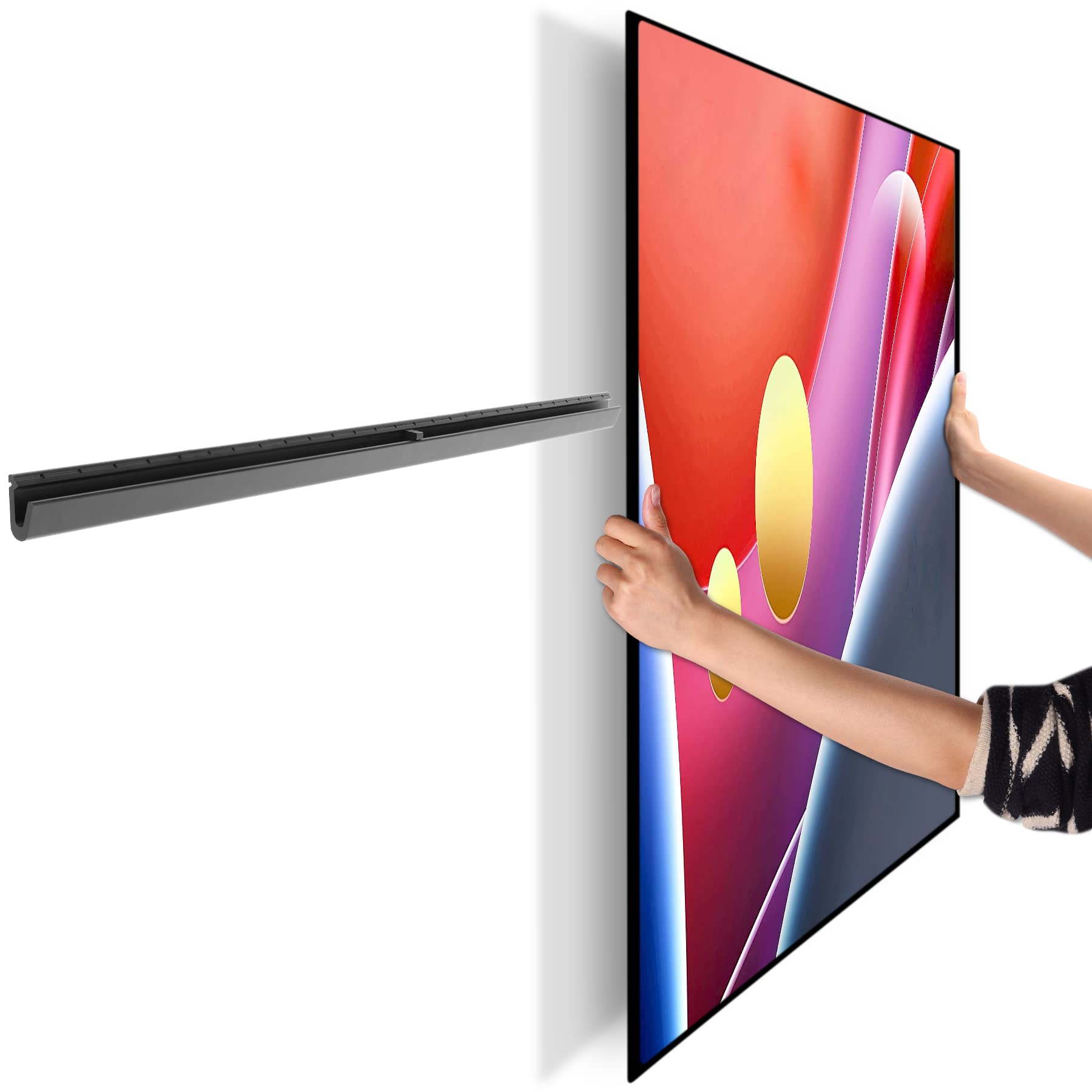 Studless TV Wall Mount, No Drill Drywall TV Mount for 32-75 Inch Smart TVs, Max VESA 600x400mm, Low Profile, No Stud, No Anchors, Tv Wall Bracket