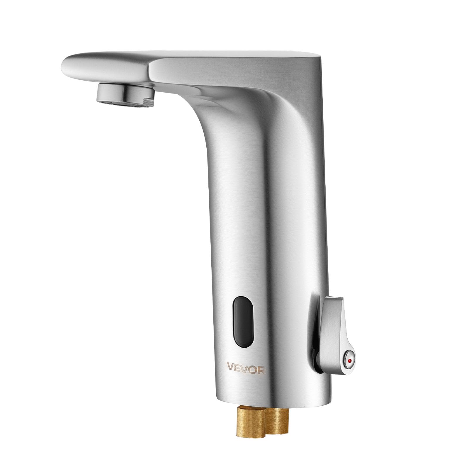 VEVOR Rubinetto per Lavabo Senza Contatto, Rubinetto Automatico con Sensore a Batteria, Miscelatore Maniglia Singola Regolabile a Mani Libere, Acqua Fredda e Calda, Argento Nichel Spazzolato