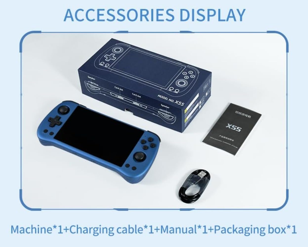 Console di gioco portatile X55 con schermo IPS da 5,5 pollici, uscita HDMI, batteria da 4000 mAh, dispositivo di gioco retrò open source per adolescenti e adulti (bianco 128G)