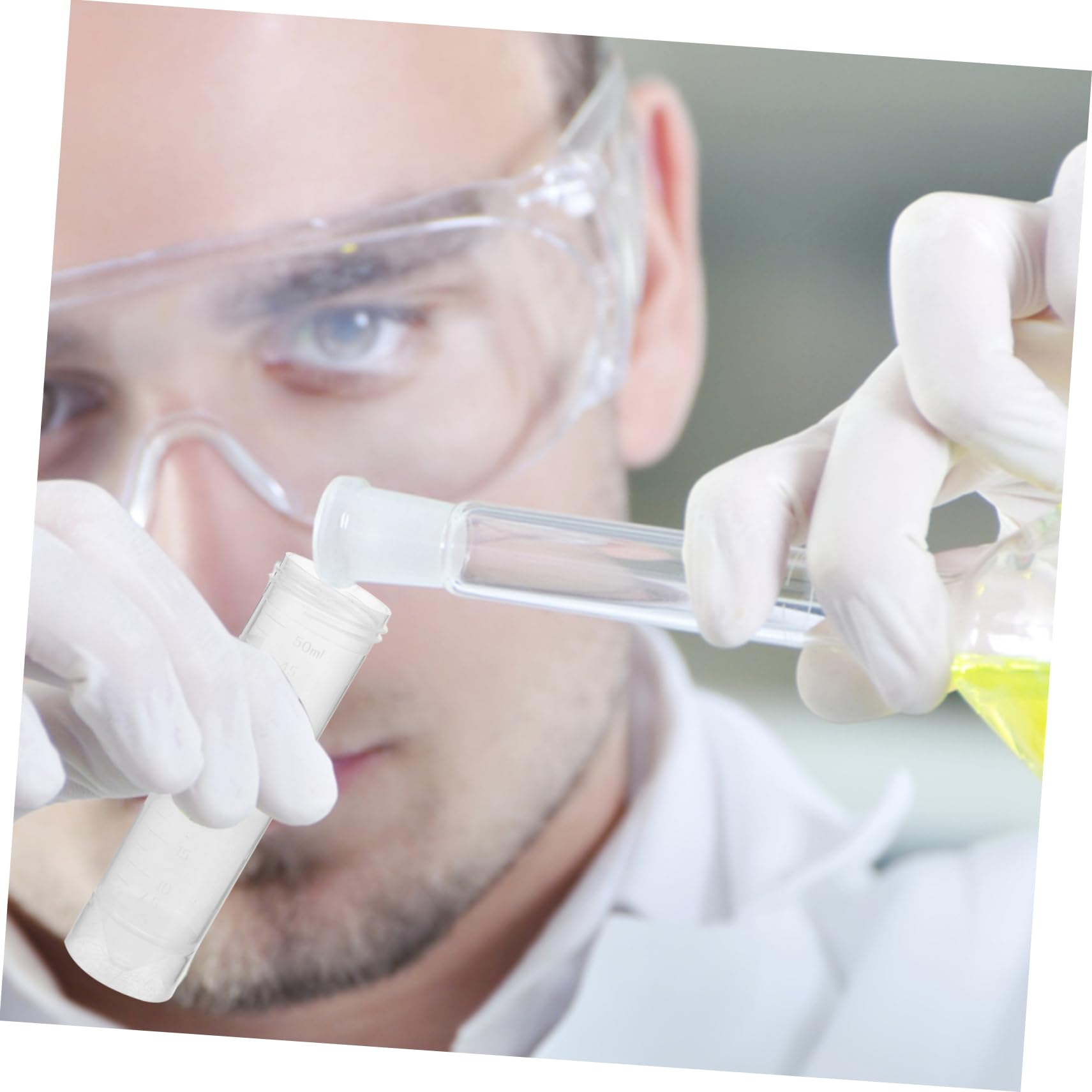 50ml Provette Laboratorio Centrifuga con Tappo a Vite, in Plastica Pp, Fondo Piatto, Portatili di Perdita, Confezione da 50 Pezzi per Campioni Scientifici
