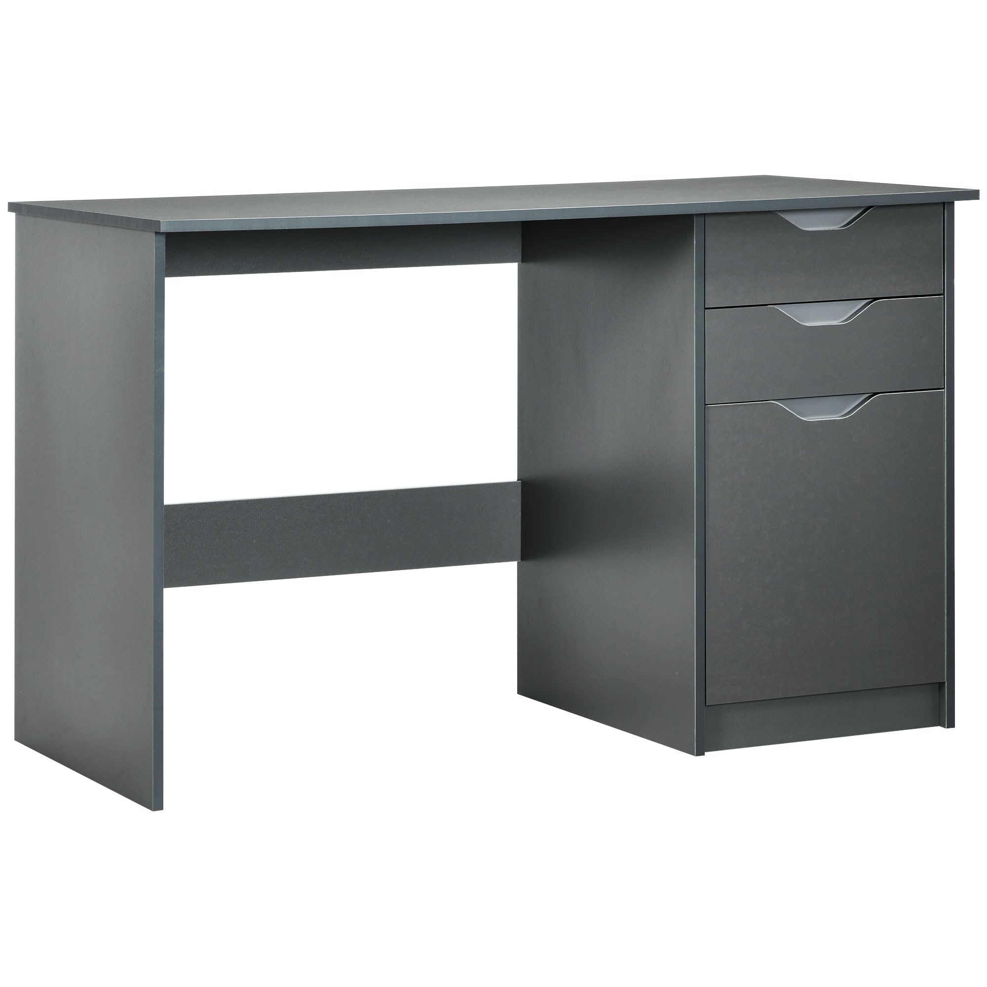 Homcom Grey Computer Desk W/ Drawers Modern Writing Workstation For Home Office In