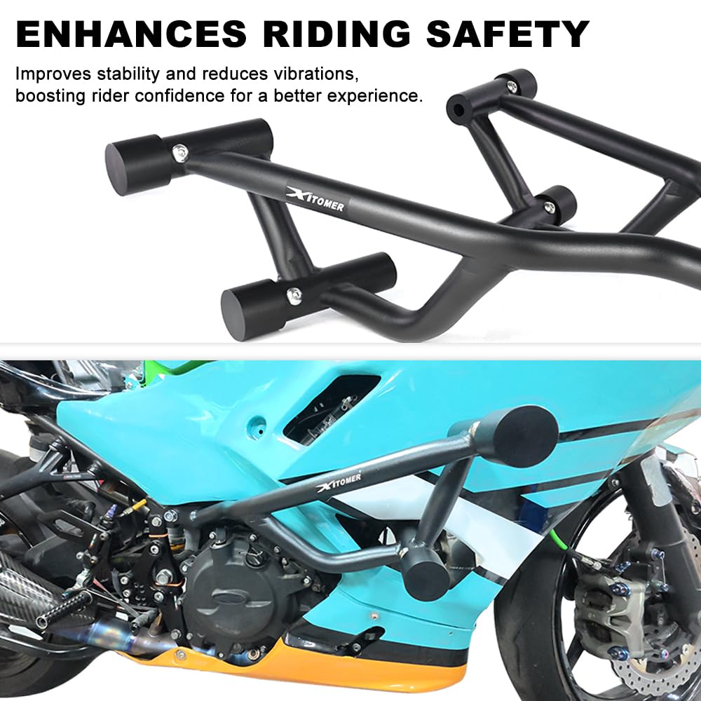 Xitomer, Barra di protezione per motore Stunt Cage Highway per Ninja 500 Z500 2024-2025, Z400 2019-2024, Ninja 400 2018-2025, Gabbia d'urto per moto
