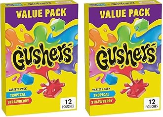 GushersFruit Flavored Snacks, Strawberry Splash and Tropical, 12 ct (Pack of 2)