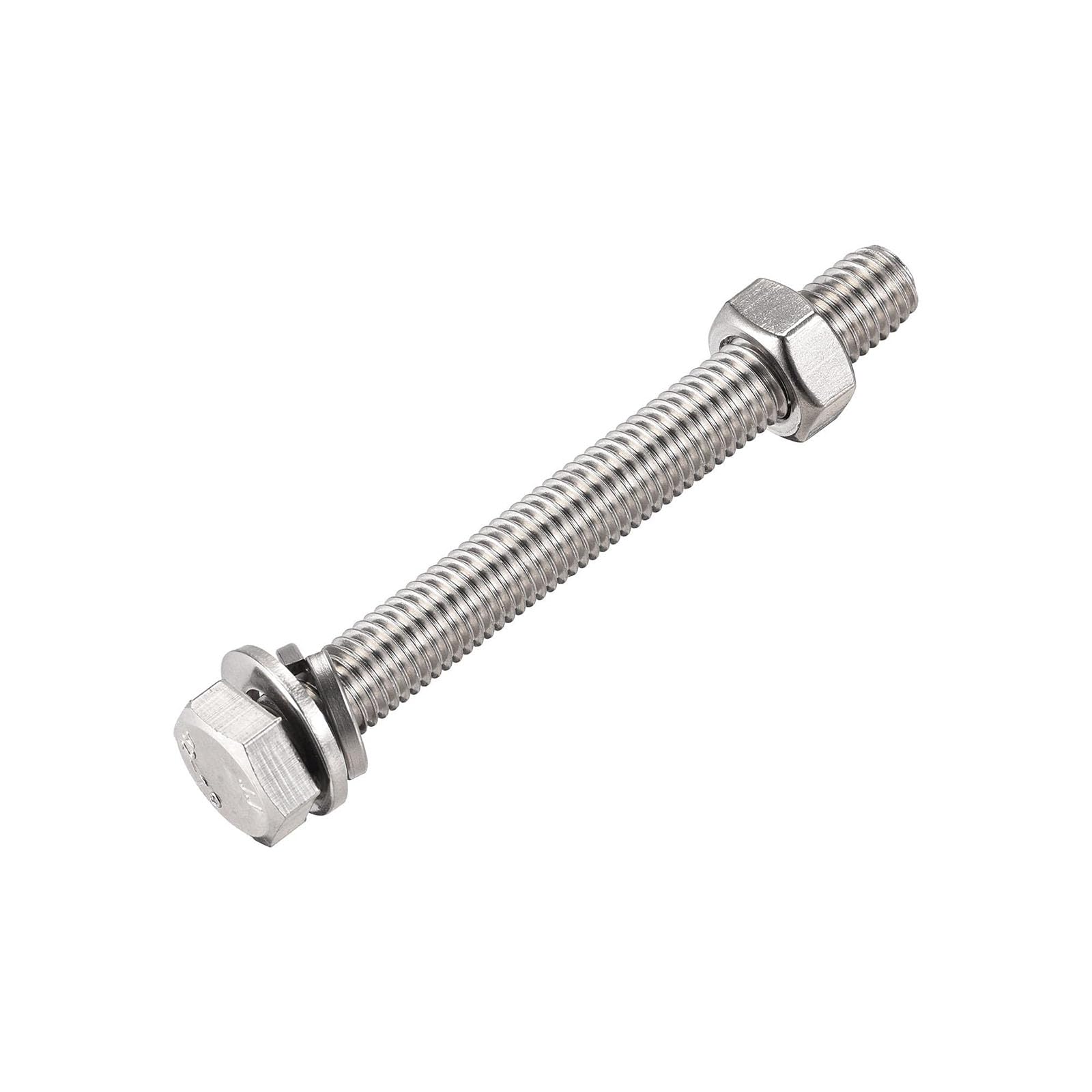 TOP-VIGOR 4Pcs M10 x 90mm Hex Head Screws Bolts, Nuts, Flat & Lock Washers Kits - Image 4