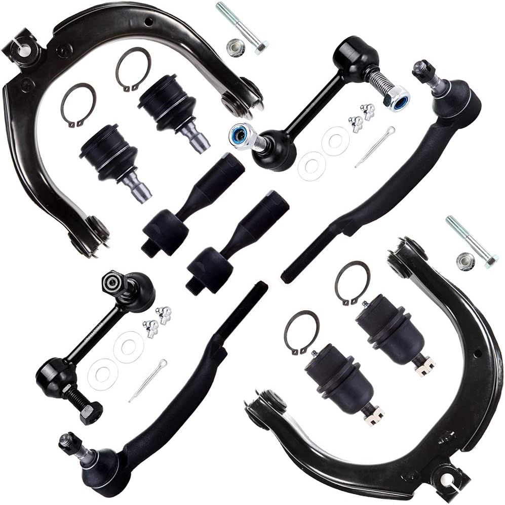 SCITOO 12PC Front Suspension Kit 04-07 for Buick Rainier for Trailblazer for GMC Envoy XUV Tie Rod Ends Front Sway Bar End Links Upper Ball Joints Upper Control Arms Auto Parts